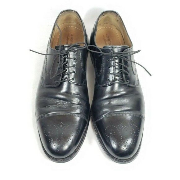Johnston & Murphy Cap Toe Oxfords Men's Size 8.5 Black Leather - Picture 5 of 8
